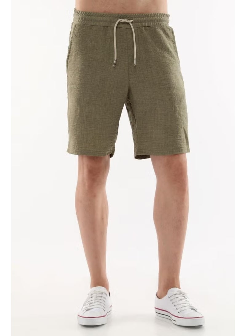 Cedy Denim Synthetic Linen High Waist Elastic, Loose Cut Men's Shorts C348 - Image 1